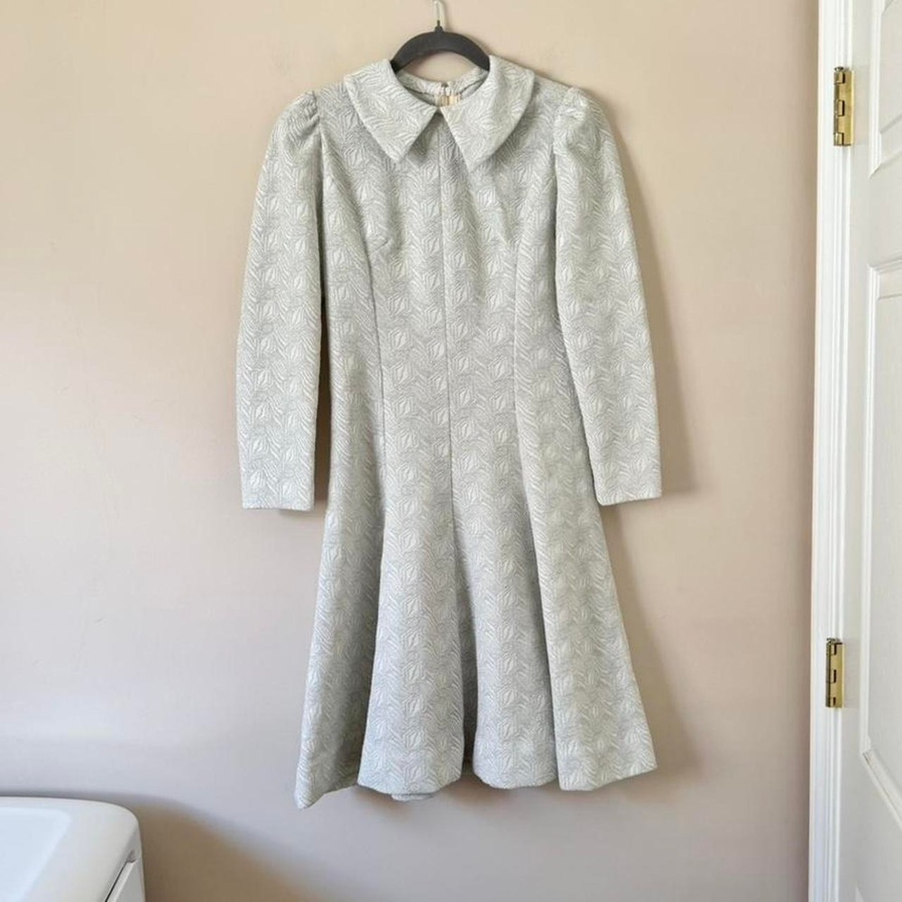 Vintage 60s silver metallic mini dress babydoll gray collar short mod